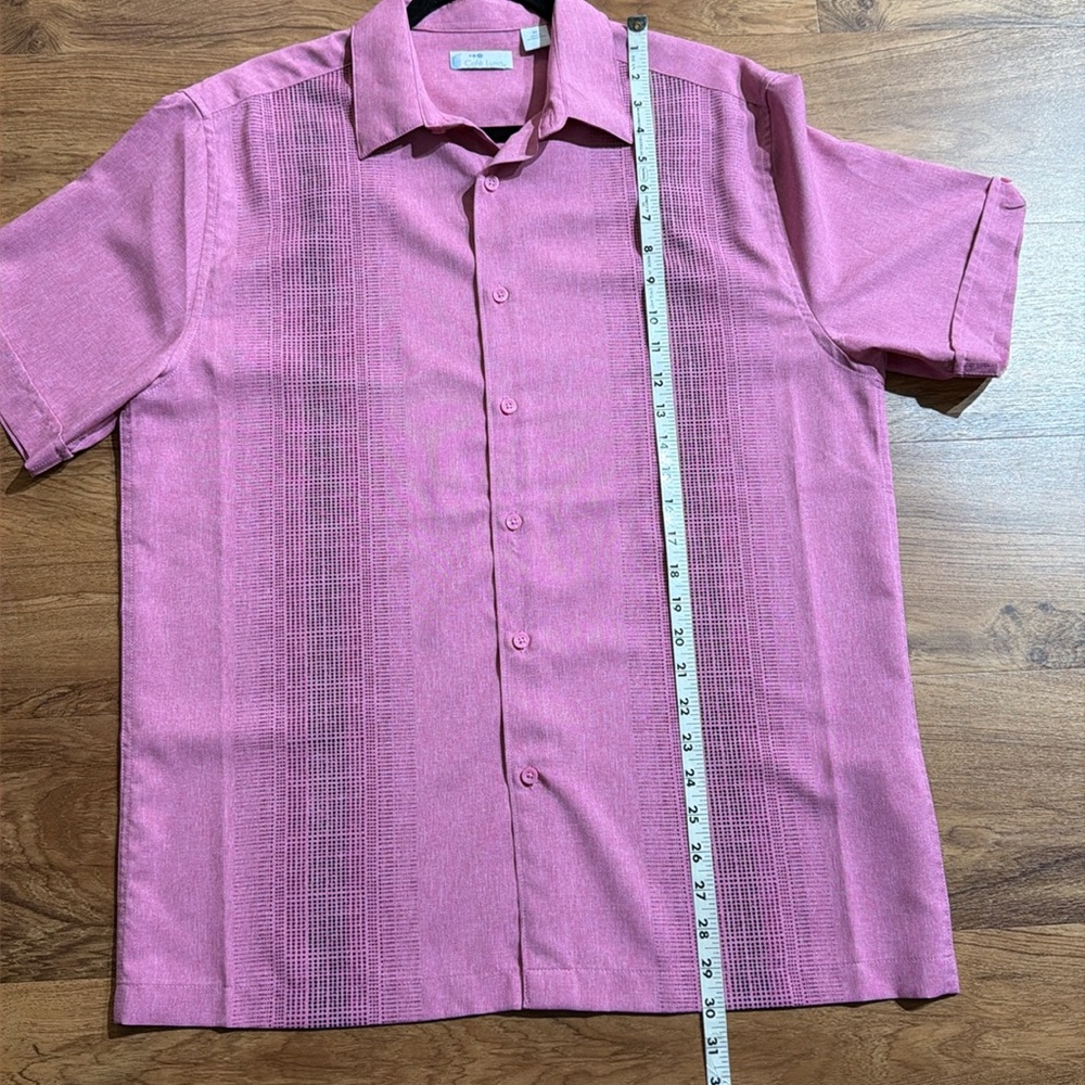 Cafe Luna Men Medium Pink Button Up Collard Shortsleeved Shirt - Picture 7 of 10